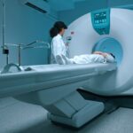 Patient,In,White,Clothes,Undergoes,Magnetic,Resonance,Imaging,Scan,,Laying